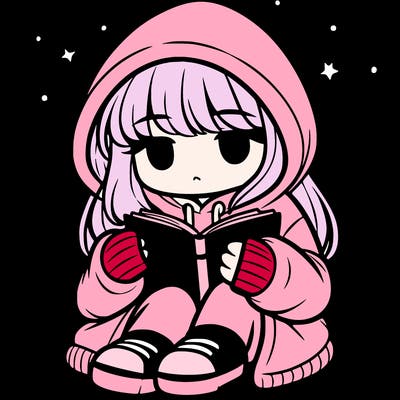 girl in oversized hoodie reading a book