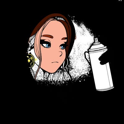 a realistic girl, spray painting