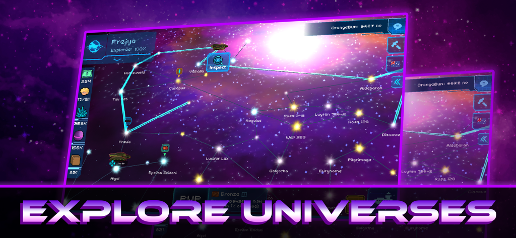 Pixel Starships™ - Strategic galaxy map showing star systems and navigation in Pixel Starships