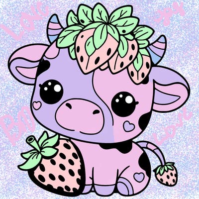 cute strawberry cow