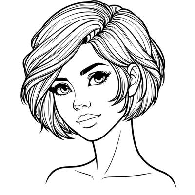 realistic woman with short styled hair