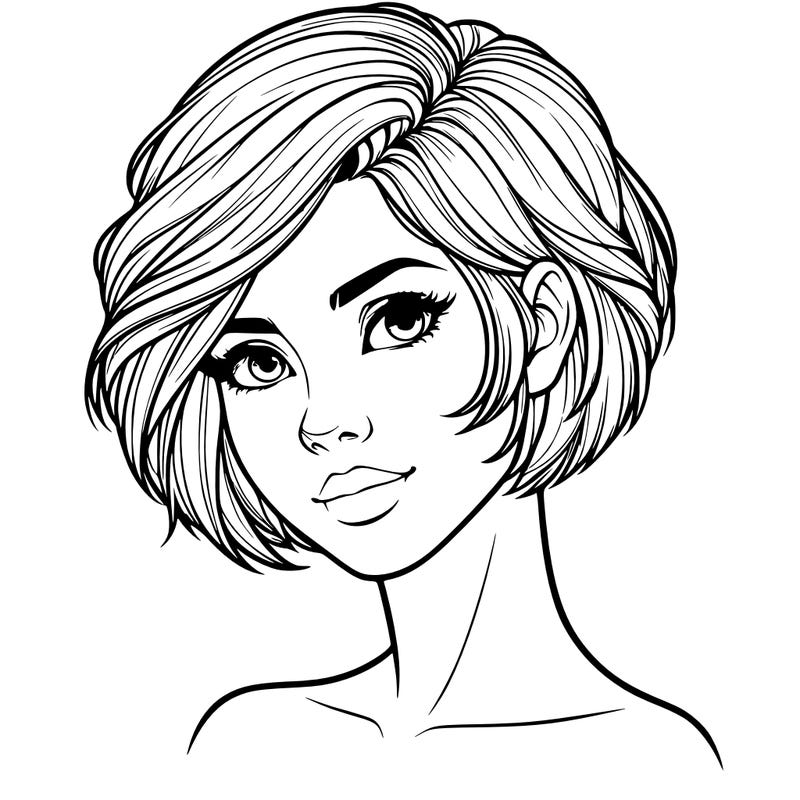 realistic woman with short styled hair