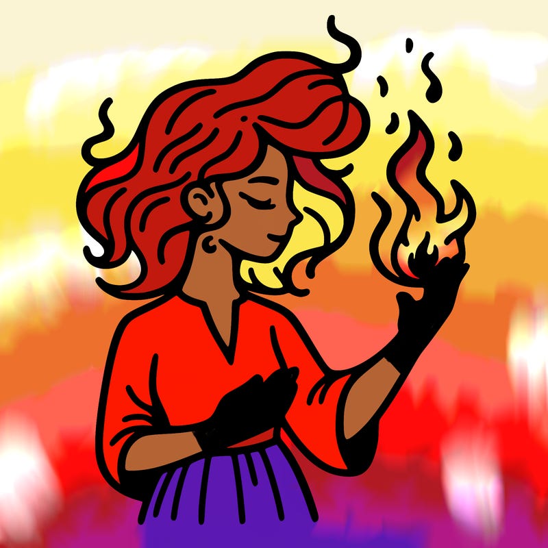 woman with fire