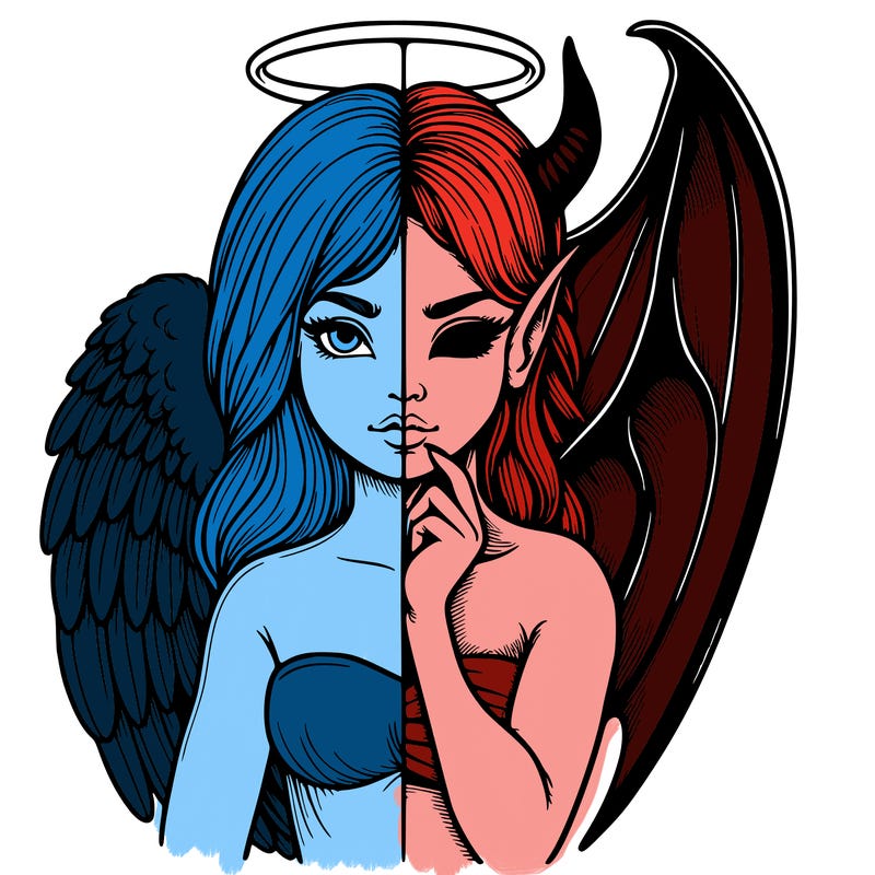 realistic angel half demon