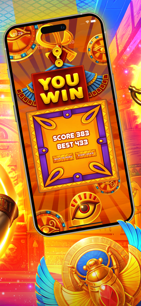 Ancient Spike Assault! - Victory screen of Ancient Spike Assault showing a score and Egyptian-themed graphics.