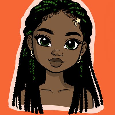 a realistic black girl with braids