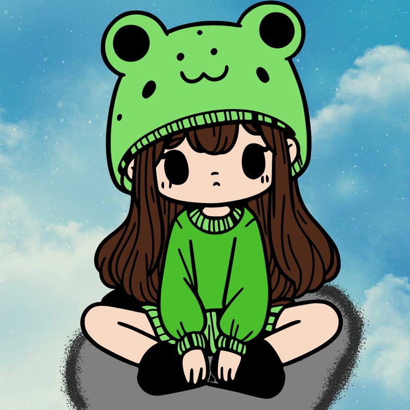 a girl wearing a frog hat and some frog socks