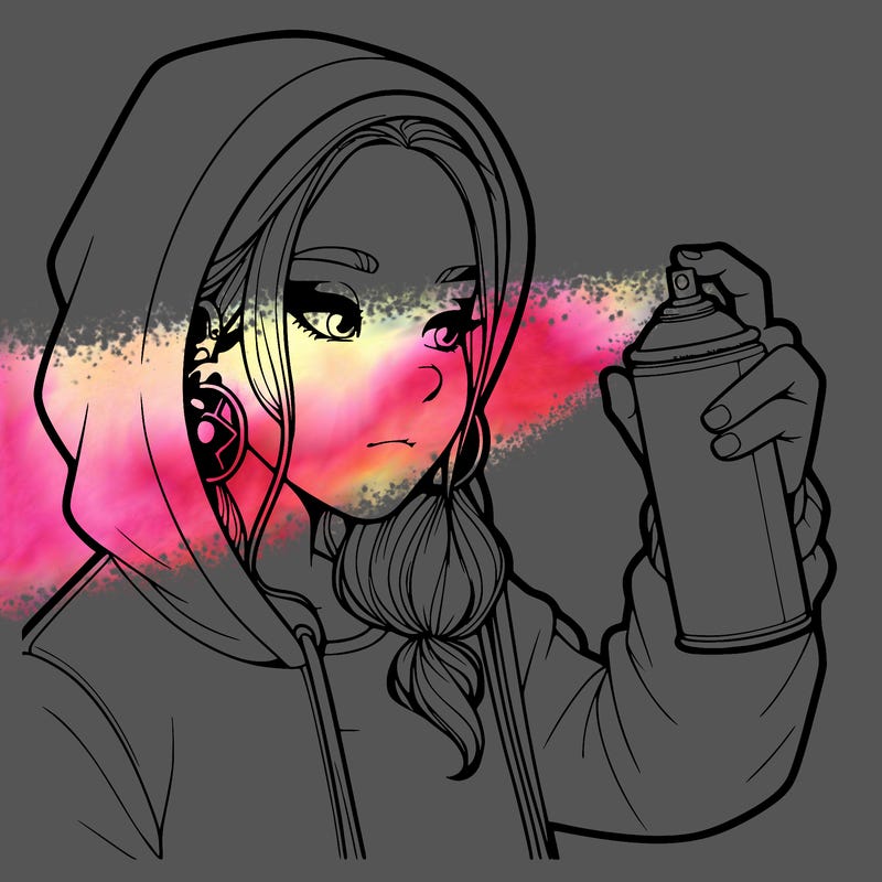 a realistic girl, spray painting