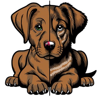 realistic dog split picture