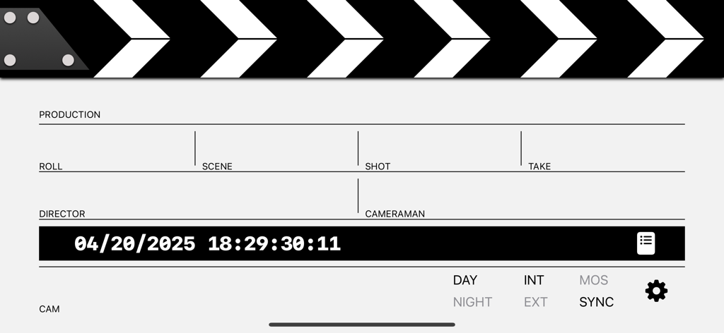 ClapperBoard - Scene Tracker - Digital clapperboard interface for tracking film scenes and shots