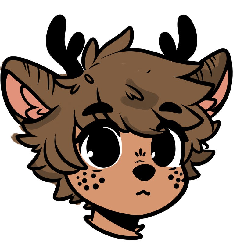 a humanoid deer with soft fluffy ears
