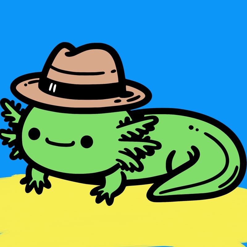 an axolotl with a hat