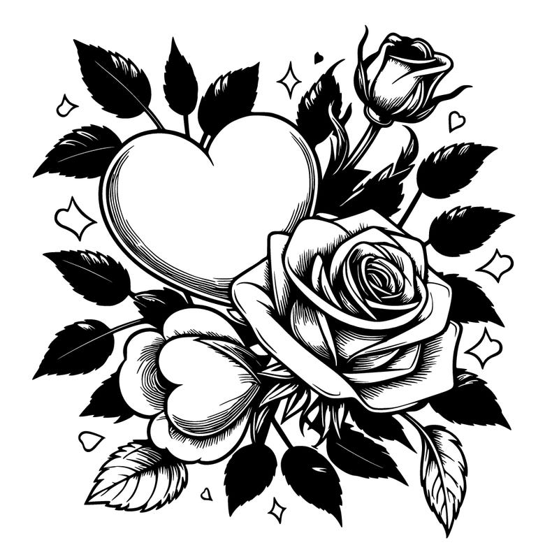 realistic hearts and roses