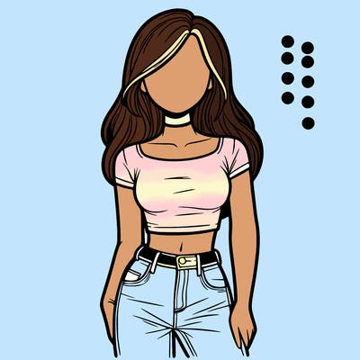 girl with a crop top and jeans