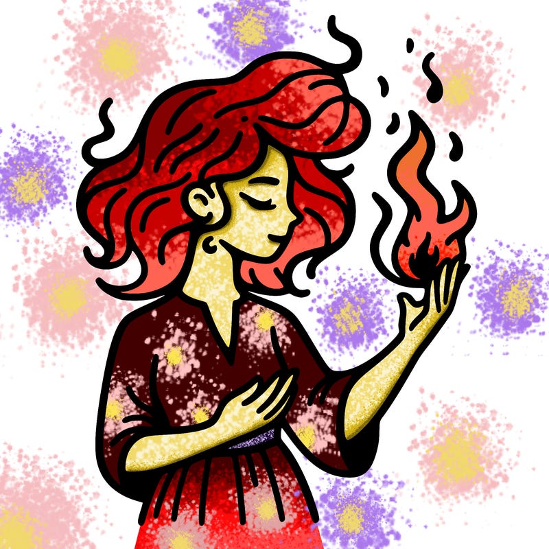 woman with fire