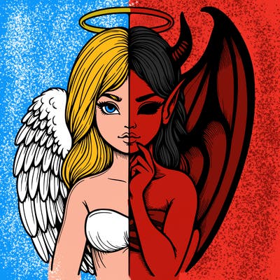 realistic angel half demon