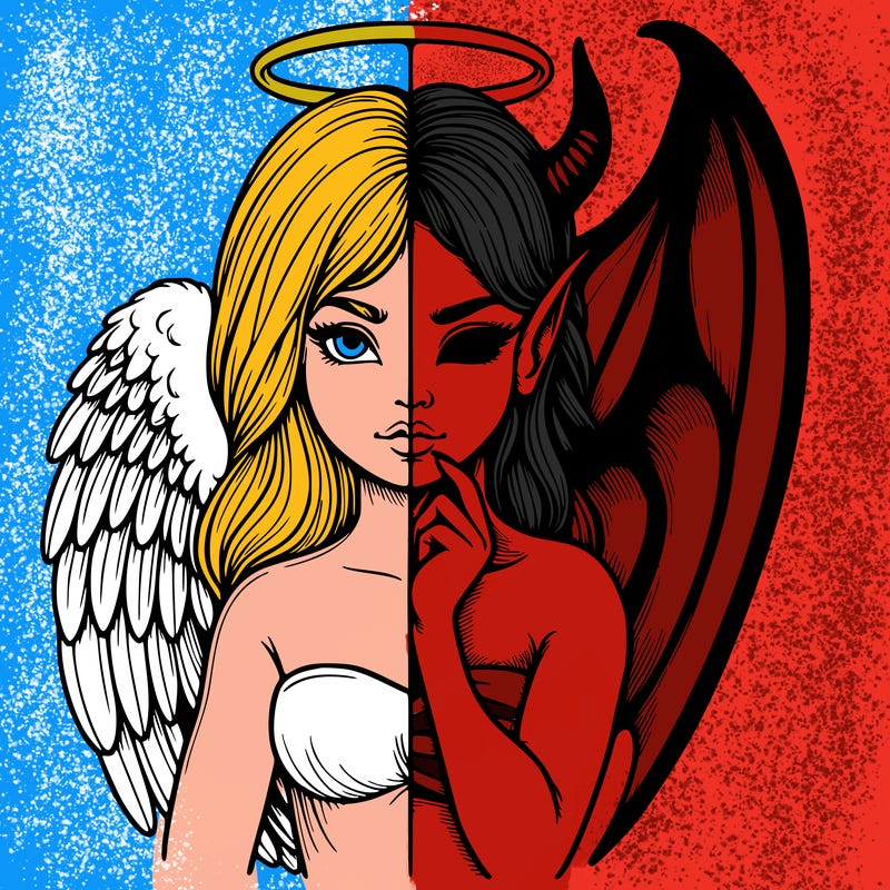 realistic angel half demon