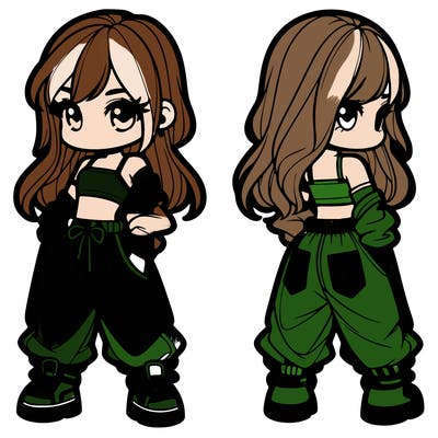 girl in crop top and baggy pants