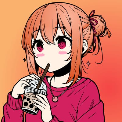 manga character drinking boba