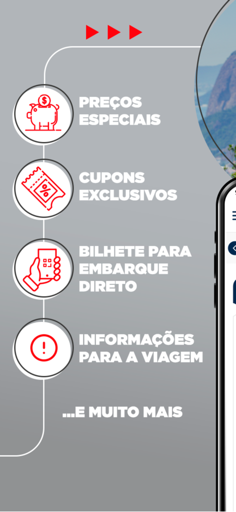 Autoviação-1001 - Lista de recursos do aplicativo, incluindo preços especiais, cupons exclusivos, passagens de embarque digitais e informações de viagem.