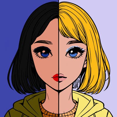 split realistic girl