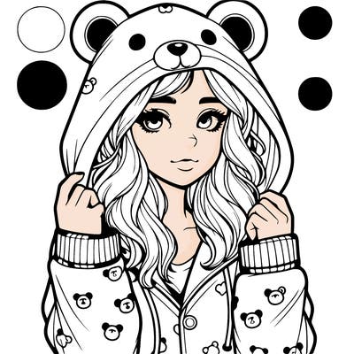 realistic girl in a animal pjs hoodie