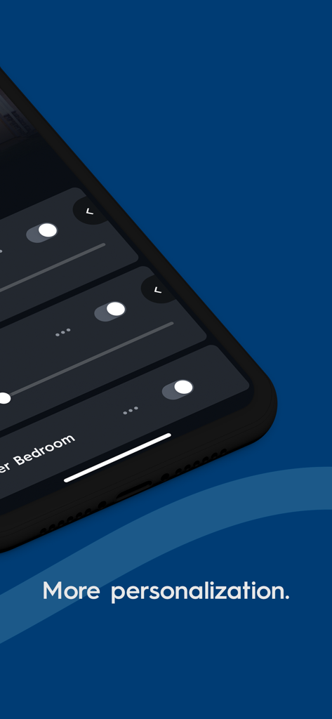 Cync (the new name of C by GE) - Smartphone screen showing the Cync app interface with smart home controls and the text More personalization.