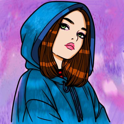 a realistic girl in a hoodie