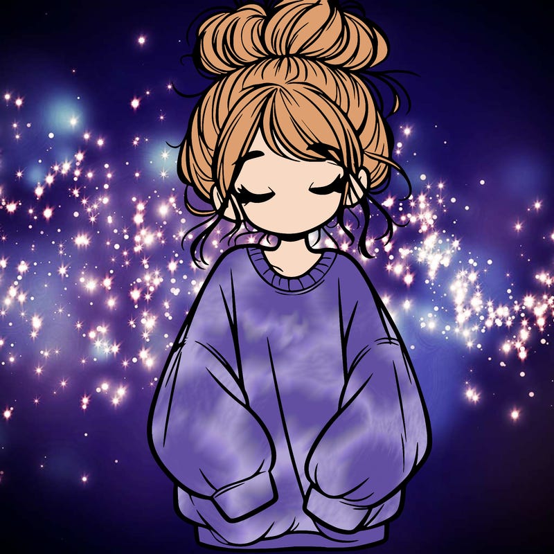 girl with baggy sweatshirt and messy bun