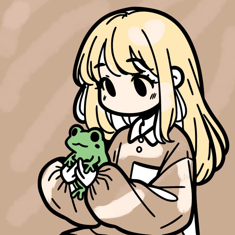 girl with long hair and a oversized shirt. and she is holding a frog