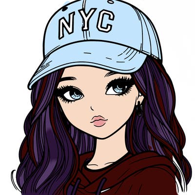 realistic girl wearing and nyc cap