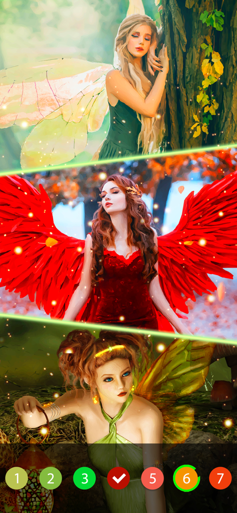 Fantasy fairy and angel illustrations in the ColorPlanet oil painting color by number app
