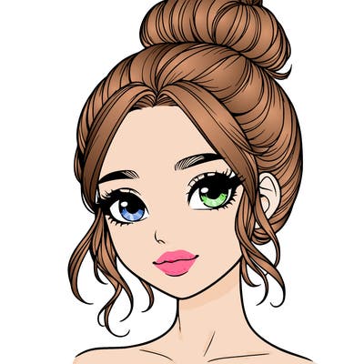 realistic pretty girl with hair in bun