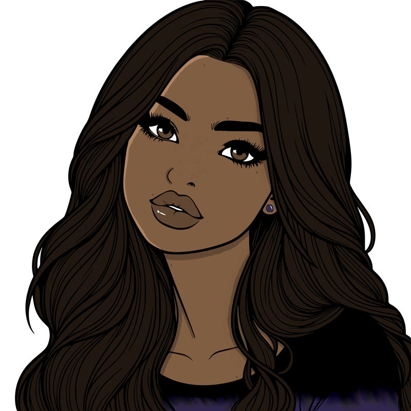 realistic girl with hair on her hair and lips