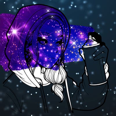 a realistic girl, spray painting