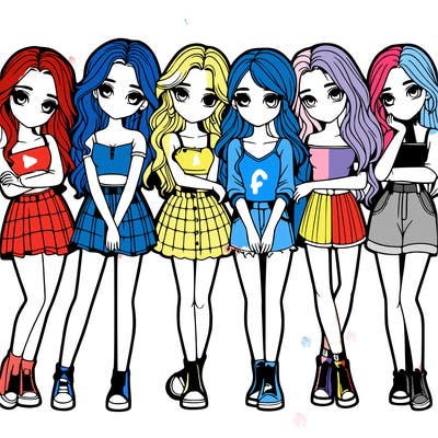 a group of girls realistic