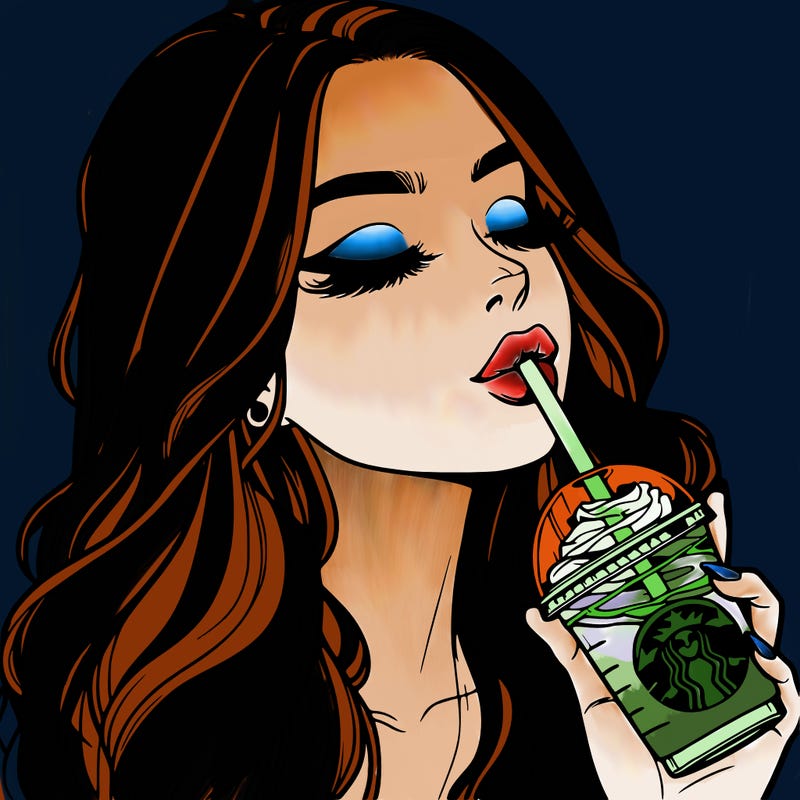 realistic girl drinking starbucks