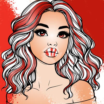 realistic girl with wavy hair and lips