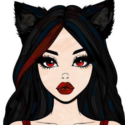 realistic girl with fox ears and realistic lips