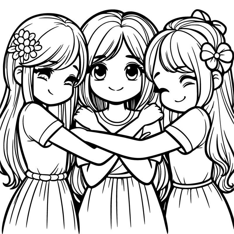 three girls hugging