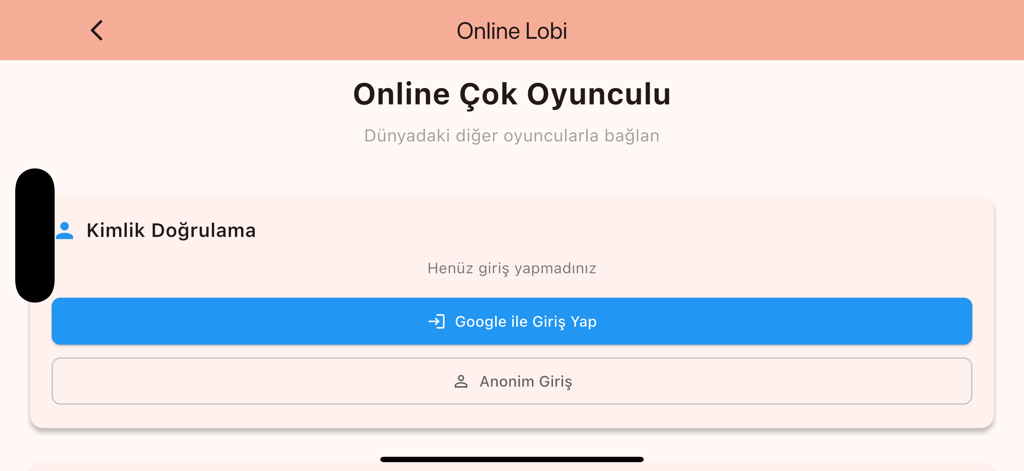 Kaptirik - Online multiplayer lobby login screen for the Kaptirik game app with options for Google or anonymous sign in.
