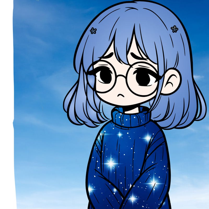 sad girl with glasses in a sweater