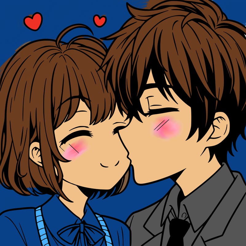 anime girl and boy kissing