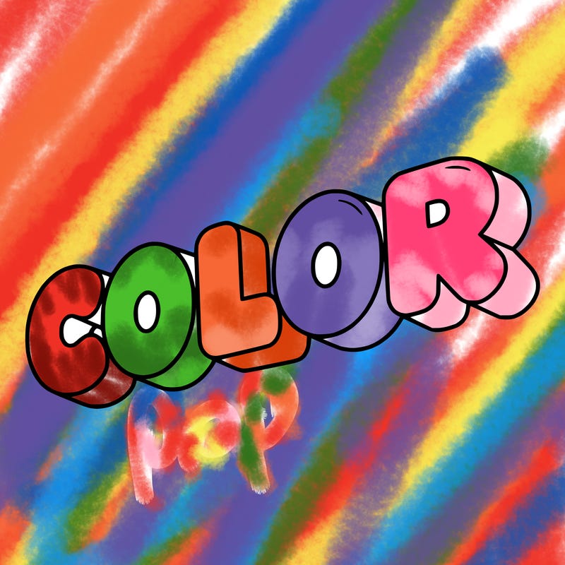 a sign that says color in bubble writing