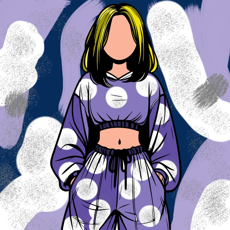 realistic girl faceless with baggy pants and a crop top