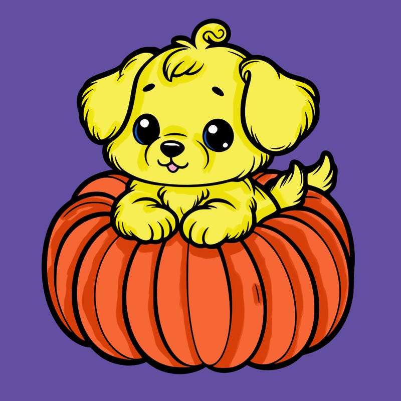 cute little puppy in a pumpkin