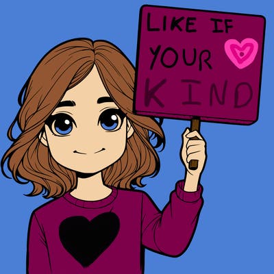 realistic girl holding up a sign