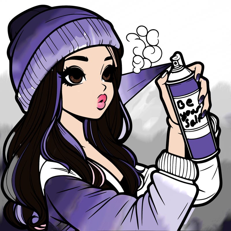 realistic girl spray painting