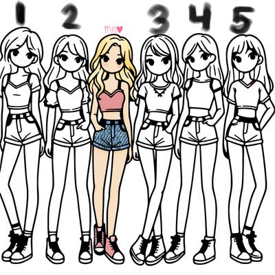 a group of girls wearing crop tops and shorts