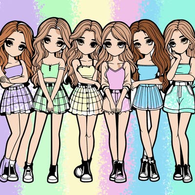 a group of girls realistic